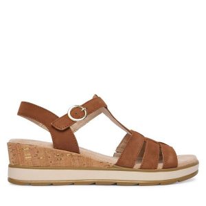 Sandały Caprice. Brązowe sandały Caprice, bez wzorów, bez obcasa, na koturnie, bez zapięcia. Za 339,99 zł.