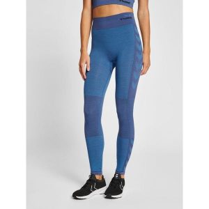 Legginsy damskie Hummel Clea. Niebieskie legginsy Hummel, bez wzorów, z dzianiny, z standardowym stanem. Za 169,95 zł.