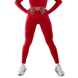 Techniczne legginsy z efektem push-up i idealną sylwetką. Czerwone legginsy R-EVENGE, bez wzorów, z elastanu. Za 195,88 zł.