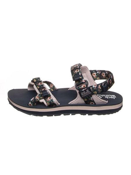 Jack Wolfskin Sandały "Outfresh Delux" w kolorze granatowym ze wzorem rozmiar: 35,5. Niebieskie sandały Jack Wolfskin, bez wzorów, z otwartym noskiem, bez obcasa, bez zapięcia. Za 152,98 zł.