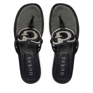 Japonki Guess. Czarne klapki Guess, z aplikacjami, bez obcasa. Za 447,99 zł.