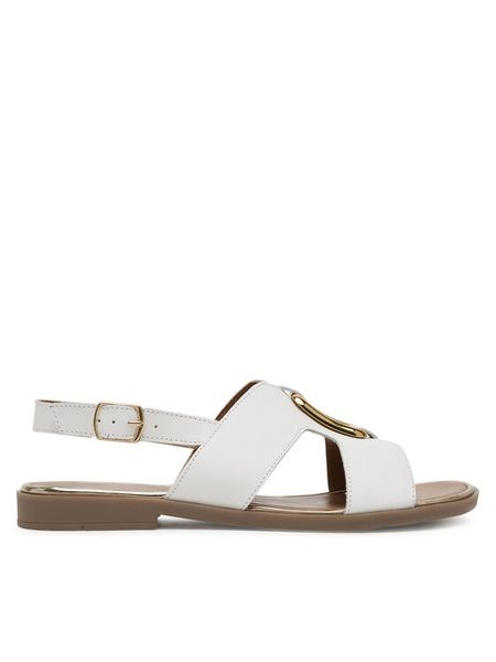 Lasocki Sandały WI23-FOXI-96 Biały. Białe sandały Lasocki, bez wzorów, ze skóry, bez obcasa, na płaskiej podeszwie, bez zapięcia. Za 169,99 zł.