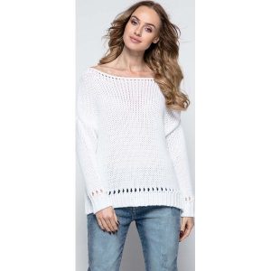 Biały Milutki Sweter z Ażurowymi Wstawkami. Piżamy marki Molly.pl. Za 119,90 zł.