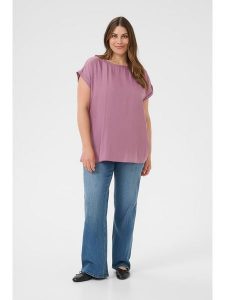 KAFFE curve Bluzka w kolorze różowym rozmiar: 54. Różowe bluzki KAFFE curve, bez wzorów, bez kołnierzyka, bez ramiączek. Za 104,99 zł.