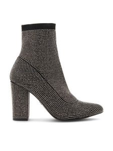 Nine West Botki KAS BYCCC03 Czarny. Czarne botki Nine West, bez wzorów, z materiału, bez obcasa, na słupku, bez zapięcia. Za 299,99 zł.