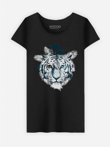 WOOOP Koszulka "Frozen Tiger" w kolorze czarnym rozmiar: L. Czarne bluzki Wooop, l, bez wzorów, z bawełny, bez kołnierzyka, bez ramiączek. Za 65,85 zł.
