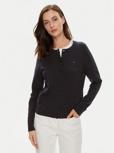 Tommy Hilfiger Kardigan WW0WW42370 Granatowy Regular Fit. Niebieskie kardigany TOMMY HILFIGER, z bawełny. Za 419,99 zł.