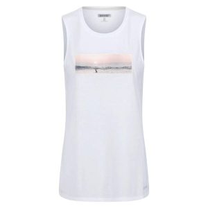 Damski tank top Regatta Freedale III. Białe topy Regatta, bez wzorów, bez kołnierzyka, bez ramiączek. Za 92,50 zł.