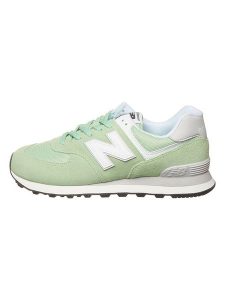 New Balance Skórzane sneakersy w kolorze zielonym rozmiar: 41,5. Zielone trampki New Balance, z aplikacjami, ze skóry, bez zapięcia. Za 410,95 zł.