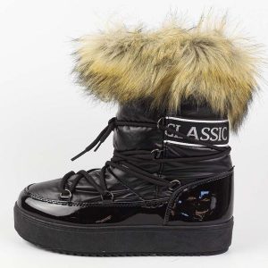 Czarne śniegowce damskie Vinceza 34630. Czarne buty zimowe VINCEZA, ze skóry, bez obcasa, bez zapięcia. Za 159,00 zł.