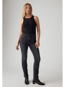 Levi's Dżinsy - Slim fit - w kolorze antracytowym rozmiar: W28/L28. Czarne jeansy Levi's®, z aplikacjami, z podwyższonym stanem. Za 241,56 zł.