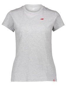New Balance Koszulka w kolorze szarym rozmiar: XS. Szare bluzki New Balance, xs, bez wzorów, z bawełny, bez kołnierzyka, bez ramiączek. Za 65,69 zł.