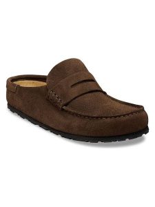 Birkenstock Skórzane klapki "Naples" w kolorze brązowym rozmiar: 41. Brązowe klapki Birkenstock, bez wzorów, bez obcasa. Za 491,13 zł.