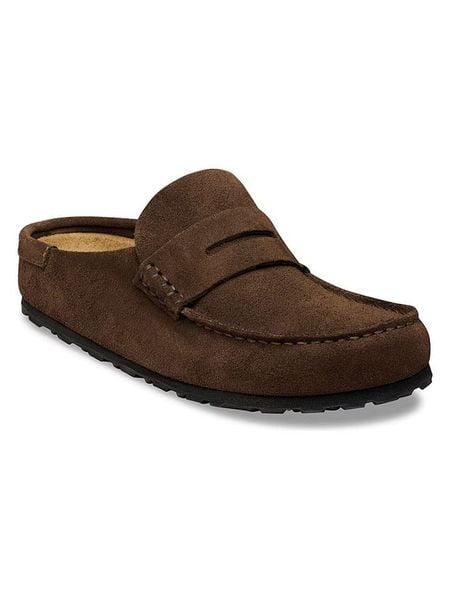 Birkenstock Skórzane klapki "Naples" w kolorze brązowym rozmiar: 37. Brązowe klapki Birkenstock, bez wzorów, bez obcasa. Za 479,95 zł.