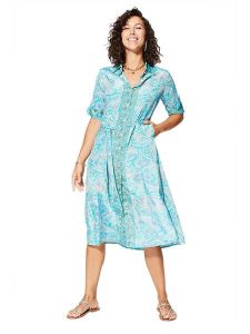 Aller Simplement Sukienka w kolorze turkusowym rozmiar: 34/36. Niebieskie sukienki Aller Simplement, na co dzień, bez wzorów, z tkaniny, klasyczne, bez kołnierzyka, bez ramiączek, midi, proste. Za 78,99 zł.