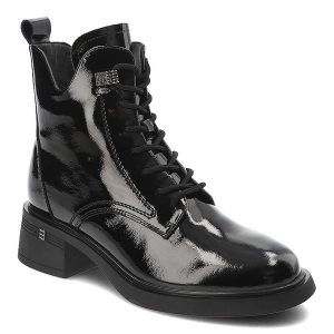 Czarne Botki S.Barski Eleganckie Obuwie Damskie. Czarne botki S.BARSKI, bez wzorów, z lakierowanej skóry, bez obcasa, na obcasie, bez zapięcia. Za 259,00 zł.