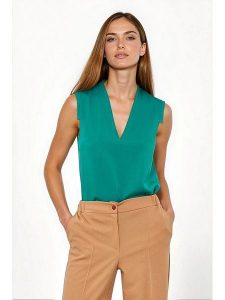 Nife Top w kolorze zielonym rozmiar: 36. Zielone topy Nife, bez wzorów, z wiskozy, bez kołnierzyka, bez ramiączek. Za 150,02 zł.