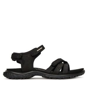 Sandały ECCO. Czarne sandały ecco, bez wzorów, bez obcasa, na płaskiej podeszwie, bez zapięcia. Za 439,99 zł.