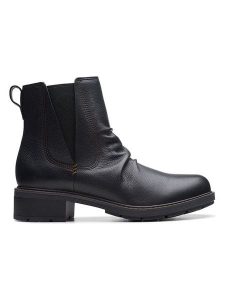 Clarks Skórzane botki "Hearth Rose" w kolorze czarnym rozmiar: 36. Czarne botki Clarks, bez wzorów, bez obcasa, bez zapięcia. Za 202,50 zł.