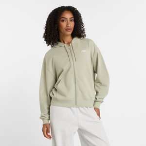 Bluza damska New Balance WJ41501OVN – zielona. Zielone bluzy New Balance, s, bez wzorów, z bawełny, z kapturem. Za 199,99 zł.