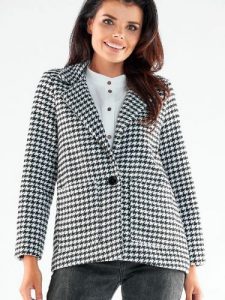 Kurtka Damska Model A545 Houndstooth - awama. Kurtki Awama, na wiosnę, l, bez wzorów, bez kaptura. Za 430,17 zł.