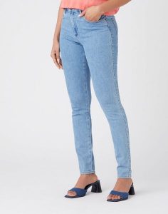WRANGLER HIGH RISE SKINNY DAMSKIE SPODNIE JEANSOWE CALI BLUE W27HXR414 112145963. Niebieskie rurki Wrangler, z jeansu. Za 209,99 zł.