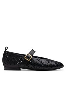 Clarks Półbuty Fawna Jane 26181229 Czarny. Czarne półbuty Clarks, bez wzorów, ze skóry, bez obcasa, na płaskiej podeszwie, bez zapięcia. Za 289,99 zł.