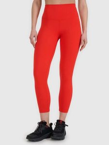 LEGGINSY DAMSKIE 4F FUNKCYJNE Z WYSOKIM STANEM KOLOR CZERWONY. Czerwone legginsy 4f, bez wzorów, z materiału, z podwyższonym stanem, długie. Za 119,99 zł.