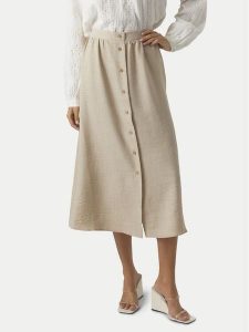 Vero Moda Spódnica midi Melaney 10304134 Beżowy Regular Fit. Brązowe spódnice Vero Moda, m, bez wzorów, z syntetyku, midi. Za 189,99 zł.