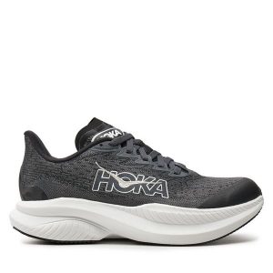 Buty do biegania Hoka. Czarne buty sportowe Hoka, bez wzorów, bez zapięcia, do biegania. Za 349,99 zł.
