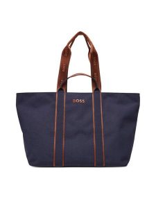 BOSS Torebka Palmah Tote 50546461 Granatowy. Niebieskie shopper bag Boss, bez wzorów, z materiału, bez dodatków. Za 359,99 zł.