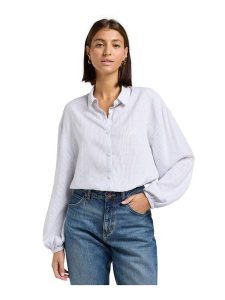 DAMSKA KOSZULA LEE BLOUSE WITH TIE FRONT CONCRETE PINSTRIPE 112363504. Koszule Lee, s, bez wzorów, bez kołnierzyka, bez ramiączek. Za 169,99 zł.