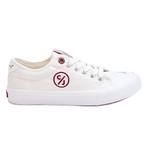 Damskie Materiałowe Tenisówki Cross Jeans LL2R4043 Białe. Białe trampki bez wzorów, z gumy, bez zapięcia. Za 170,48 zł.