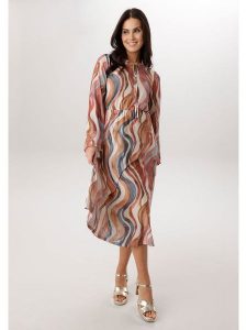 Aniston Sukienka w kolorze brązowo-czerwonym rozmiar: 42. Brązowe sukienki Aniston, bez wzorów, bez kołnierzyka, bez ramiączek, midi. Za 217,99 zł.