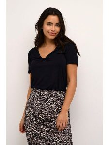 Kaffe Koszulka w kolorze czarnym rozmiar: M. Czarne bluzki Kaffe, m, bez wzorów, z wiskozy, klasyczne, bez kołnierzyka, bez ramiączek. Za 57,06 zł.