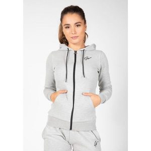 Pixley Bluza z kapturem zapinana na suwak - Szary. Szare bluzy GORILLA WEAR, xs, bez wzorów, z kapturem. Za 212,00 zł.