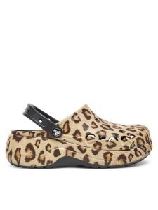 Crocs Klapki BAYA PLATFORM CLOG 208712-0C4 Beżowy. Brązowe klapki Crocs, bez wzorów, z tworzywa sztucznego, bez obcasa. Za 219,99 zł.