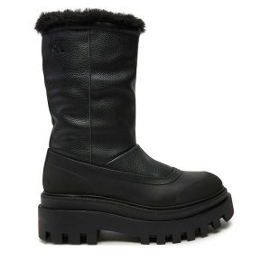 Śniegowce Calvin Klein Jeans. Czarne buty zimowe Calvin Klein Jeans, z jeansu, bez obcasa, bez zapięcia. Za 809,99 zł.