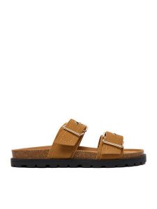 DeeZee Klapki CEO-HSCB25230318-2 Brązowy. Brązowe klapki DeeZee, bez wzorów, z materiału, bez obcasa. Za 139,99 zł.