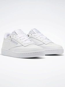Reebok Skórzane sneakersy "Club C 85" w kolorze srebrno-białym rozmiar: 39. Białe trampki Reebok, bez wzorów, bez zapięcia. Za 259,45 zł.