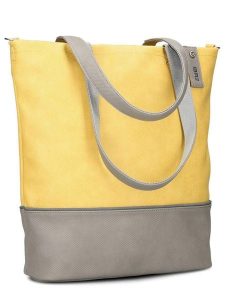 Zwei Torebka "J145" w kolorze szaro-żółtym - 37 x 36 x 15 cm rozmiar: onesize. Szare shopper bag Zwei, bez wzorów, z materiału, na ramię, bez dodatków. Za 199,65 zł.