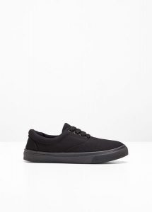 Sneakersy z bawełnianego płótna. Czarne buty sportowe bonprix, bez wzorów, z bawełny, bez zapięcia. Za 69,99 zł.