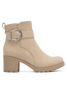 Clara Barson Botki WS2902-06 Beżowy. Brązowe botki Clara Barson, bez wzorów, ze skóry, bez obcasa, na słupku, bez zapięcia. Za 159,99 zł.