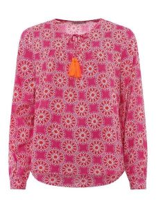 Zwillingsherz Bluzka "Mandala" w kolorze różowym rozmiar: L/XL. Różowe bluzki Zwillingsherz, l, bez wzorów, z wiskozy, bez kołnierzyka, bez ramiączek. Za 82,83 zł.