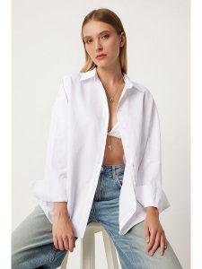 Happiness Istanbul Koszula w kolorze białym rozmiar: 38. Białe koszule Happiness Istanbul, bez wzorów, z bawełny, bez kołnierzyka, bez ramiączek. Za 73,99 zł.