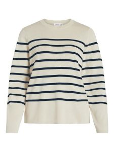 Vila Sweter w kolorze kremowo-granatowym rozmiar: XL. Brązowe swetry oversize Vila, xl, bez wzorów, bez ramiączek. Za 105,38 zł.