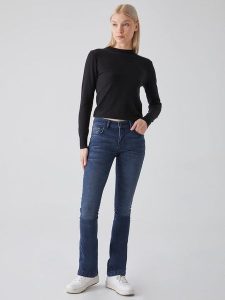LTB Dżinsy "Fallon" - Flare fit - w kolorze granatowym rozmiar: W27/L32. Niebieskie jeansy LTB, z aplikacjami. Za 118,56 zł.