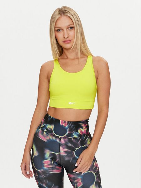 Reebok Top Train High Support 100076272 Zielony Slim Fit. Zielone topy Reebok, xs, bez wzorów, z syntetyku, bez kołnierzyka, bez ramiączek. Za 119,99 zł.