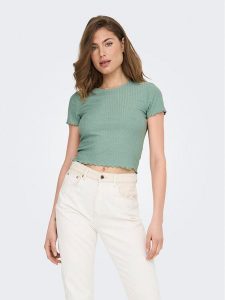 ONLY T-Shirt Emma 15201206 Zielony Regular Fit. Zielone t-shirty ONLY, xs, bez wzorów, z syntetyku, bez kołnierzyka, bez ramiączek. Za 49,99 zł.
