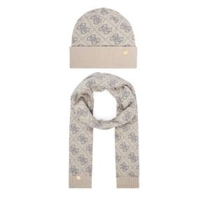 Zestaw szalik i czapka Guess. Białe szaliki Guess, z aplikacjami. Za 294,99 zł.